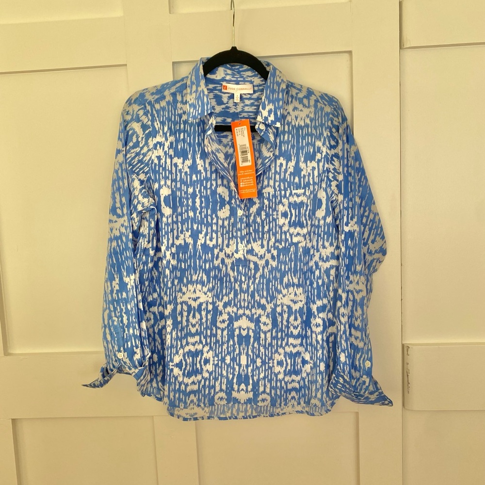Jude Connally - Breezy Summer Shirt; Gorgeous Blue and White
